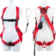 TSUYORON 小町ハーネス シングルランヤード付き ロック機構付き巻取式ワン・ハンドリトラ 赤 Lサイズ TH509OH93SVOTRLR23JANBX