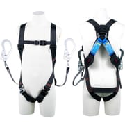 TSUYORON ライトハーネス ツインランヤード付き ロック機構付き巻取式ワン・ハンドリトラ 黒 LLサイズ 130KG対応型 TH5102OH93SVOTBLKLL130K2R23-