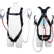 TSUYORON ライトハーネス ツインランヤード付き 三つ打ちロープ 黒 Sサイズ TH510DZ1OTBLKS2R23JANBX