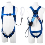 TSUYORON ライトハーネス シングルランヤード付き ロック機構付き巻取式ワン・ハンドリトラ 青 LLサイズ 130KG対応型 TH510OH93SVOTBL4LL130KR23JANBX