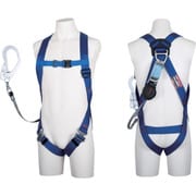 TSUYORON ライトハーネス シングルランヤード付き ロック機構付き巻取式ワン・ハンドリトラ 青 Sサイズ TH510OH93SVOTBL4SR23JANBX