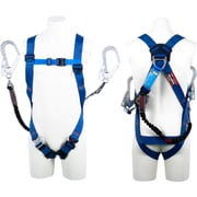 TSUYORON ライトハーネス ダブルランヤード付き ロック機構付き巻取式SRリトラ＋伸縮式ノビロン（BK） 青 LLサイズ 130KG対応型 TH510TRNV93SVOTBL4LL130K2R23-