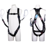 TSUYORON ライトハーネス ダブルランヤード付き ロック機構付き巻取式SRリトラ＋伸縮式ノビロン（BK） 黒 Mサイズ TH510TRNV93SVOTBLKM2R23BX