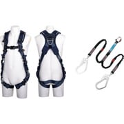 TSUYORON ZERO-Gハーネス 腿V型 紺 MG Lサイズ＋伸縮式ノビロン（BK）ツインランヤード セット TH520V2NV93SVOTBLLMGBX