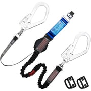 TSUYORON フルハーネス用ランヤード ダブルランヤード ロック機構付き巻取式ワン・ハンドリトラ＋ノビロン（BK）130KG対応型 THLOHNV93SV33130KG2R23BP