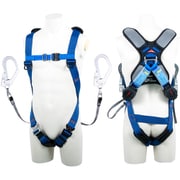 TSUYORON スマートハーネス ツインランヤード付き ロック機構付き巻取式ワン・ハンドリトラ 青 LLサイズ 130KG対応型 THSM5102OH93SVOTBL4LL130K2R23-