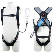 TSUYORON スマートハーネス シングルランヤード付き ロック機構付き巻取式ワン・ハンドリトラ 黒 LLサイズ 130KG対応型 THSM510OH93SVOTBLKLL130KR23-