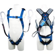 TSUYORON スマートハーネス ダブルランヤード付き ロック機構付き巻取式ワン・ハンドリトラ＋伸縮式ノビロン（BK） 青 LLサイズ 130KG対応型 THSM510OHNV93SVOTBL4LL130K2R23