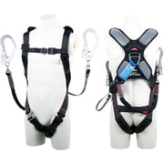 TSUYORON スマートハーネス ダブルランヤード付き ロック機構付き巻取式ワン・ハンドリトラ＋伸縮式ノビロン（BK） 黒 LLサイズ 130KG対応型 THSM510OHNV93SVOTBLKLL130K2R23