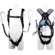 TSUYORON スマートハーネス ダブルランヤード付き ロック機構付き巻取式ワン・ハンドリトラ＋伸縮式ノビロン（BK） 黒 Sサイズ THSM510OHNV93SVOTBLKS2R23JANBX