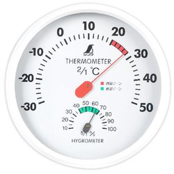 温湿度計 丸型ホワイト F 15cm 72597