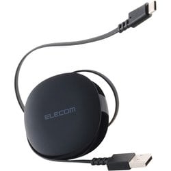 巻き取り式 充電ケーブル USB-A to USB-C 90cm データ転送対応 コンパクト収納 ブラック MPA-ACRL09BK