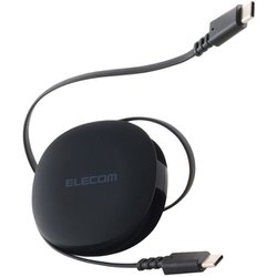 巻き取り式 充電ケーブル USB-C to USB-C 90cm PD60W データ転送対応 コンパクト収納 ブラック MPA-CCRLC09BK