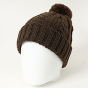 ファーボンボンニットキャップ ブラウン WP-10