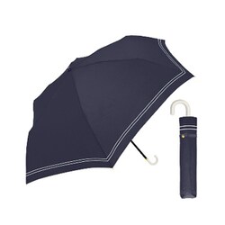 折りたたみ傘 婦人用 晴雨兼用 セーラーボーダー 55cm 手開き式 UVカット加工 ネイビー 132704