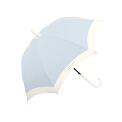 長傘 婦人用 晴雨兼用 ユアセルフ バイカラーワンポイント 58cm ジャンプ式 UVカット加工 ブルーグレー 132701