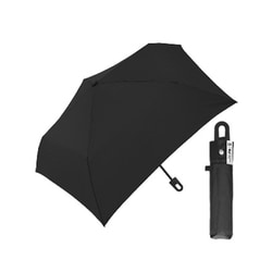 折りたたみ傘 婦人用 晴雨兼用 婦人カラビナ付き手元折傘スリム 50cm 手開き式 UVカット加工 ブラック 132709