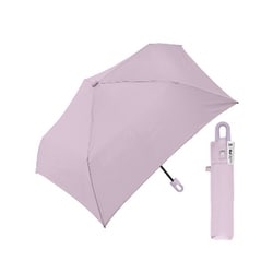 折りたたみ傘 婦人用 晴雨兼用 婦人カラビナ付き手元折傘スリム 50cm 手開き式 UVカット加工 ライトパープル 132711