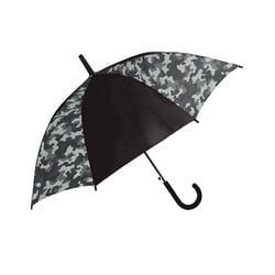 子供用傘 2コマコンビ迷彩 55cm ジャンプ式 グラスファイバー グレー 134662