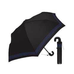 子供用折りたたみ傘 ブロックチェックライン 50cm 手開き式 ブラック×ネイビー 132695
