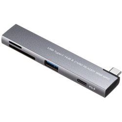 USB スリムハブ PD90W対応 USB A(5Gbps)/USB-C(USB2.0)/SD/microSD対応カードリーダー付き USB-5TCPC30GM