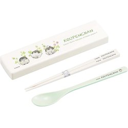 箸 スプーン 18cm コンビセット コウペンちゃん スライド式 引フタ 箸箱 抗菌 音が鳴らない 食洗機対応 幅19.1×奥行4.8×高さ1.8cm 日本製 CT-27
