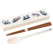 箸 スプーン 箸箱 18cm コンビ セット きかんしゃ トーマス スライド式 引フタ 抗菌 Ag 音が鳴らない 食洗機対応 アイボリー 幅19.1×奥行4.8×高さ1.8cm 日本製 CT-27