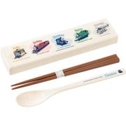 箸 スプーン 箸箱 18cm コンビ セット きかんしゃ トーマス スライド式 引フタ 抗菌 Ag 音が鳴らない 食洗機対応 アイボリー 幅19.1×奥行4.8×高さ1.8cm 日本製 CT-27