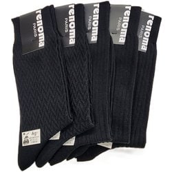 ビジネスソックス 5足組 リブ×ヘリンボーンミックスアソート リブブラック/ヘリンボーン柄ブラック RNM650008 （901）