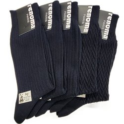 ビジネスソックス 5足組 リブ×ヘリンボーンミックスアソート リブネイビー/ヘリンボーン柄ネイビー RNM650008 (902)