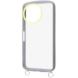 AQUOS sense10/sense9用 Puffull 耐衝撃 バンパー ストラップ金具付き ハイブリッドケース グレー_ライトイエロー RT-AQM7CMD1/GRLY