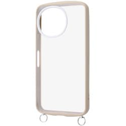 AQUOS sense10/sense9用 Puffull 耐衝撃 バンパー ストラップ金具付き ハイブリッドケース ベージュ_ライトグレー RT-AQM7CMD1/BELGR