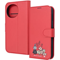 AQUOS sense10/sense9用 ムーミン 衝撃吸収 マグネットベルト シンプル 手帳型レザーケース リトルミイとお花_3 IJ-AAQM7ELC1R/MT47