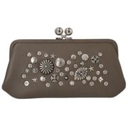 80-06-00101 perche ペルケ マルチスタッズ がま口 ロングウォレット 長財布 グレー perche00101