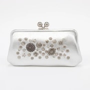 80-06-00101 perche ペルケ マルチスタッズ がま口 ロングウォレット 長財布 シルバー perche00101