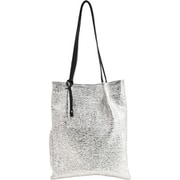 25531-11001 cooco メタリックツマミハンドルフラットトートバッグ トートバッグ シルバー c2553111001