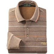 317-9541 長袖ポロシャツ LLサイズ ボーダー柄/ブラウン h3179541