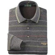 317-9541 長袖ポロシャツ LLサイズ ボーダー柄/チャコール h3179541