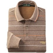 317-9541 長袖ポロシャツ Mサイズ ボーダー柄/ブラウン h3179541