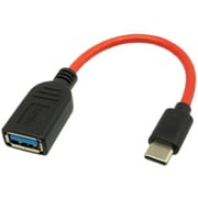 Type-C（オス）-USB3.2 A（メス） OTGケーブル 約10cm レッド SU3-TCH10R