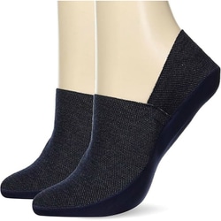 フットカバー 靴下 超深履き 厚地 チェック柄 ネービー 22-24cm TQN834Y