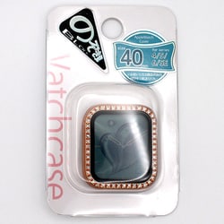 Apple Watch Series 6/5/4/SE3/SE（第3/2/1世代） 40mm用 セキュリティガラス（覗き見ブロック） ラインストーンカバー ローズゴールド AWFR2516-03RG