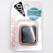 Apple Watch Series 6/5/4/SE3/SE（第3/2/1世代） 40mm用 セキュリティガラス（覗き見ブロック） ラインストーンカバー ローズゴールド AWFR2516-03RG