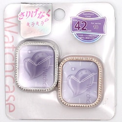 Apple Watch Series 10 42mm用 ラインストーンカバー 2個入 シルバー/ローズゴールド AWFR2P-03