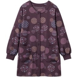 和柄ロング丈かっぽう着 まり柄ワイン M～L