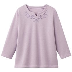 裏起毛花柄刺しゅうプルオーバー ラベンダー LL～3L