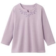 裏起毛花柄刺しゅうプルオーバー ラベンダー LL～3L