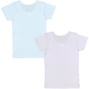 4515816 [女の子用 ジュニア 胸二重半袖インナー 2枚組 カラー 吸水速乾/綿100％ 160cm]