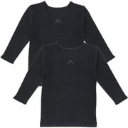 4316056 [女の子用 キッズジュニア 長袖（8分袖）インナー 2枚組 黒 綿100％厚地 160cm]