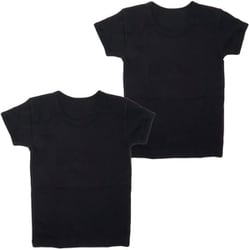 4924244 [男の子用 キッズジュニア 半袖インナー 2枚組 黒 綿100％厚地 140cm]